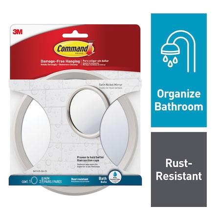 Command Bath Mirror, Satin Nickel, BATH3, PK6 BATH35